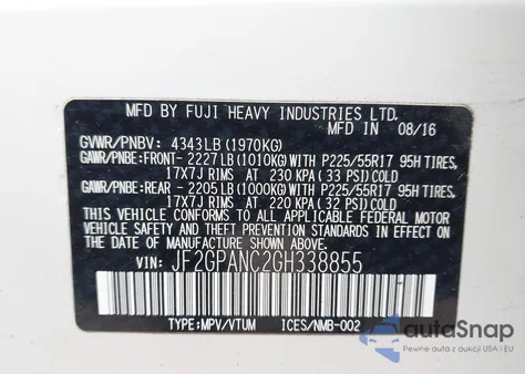 2016 Subaru Crosstrek 2.0I Limited из США, поврежденный, VIN JF2GPANC2GH338855